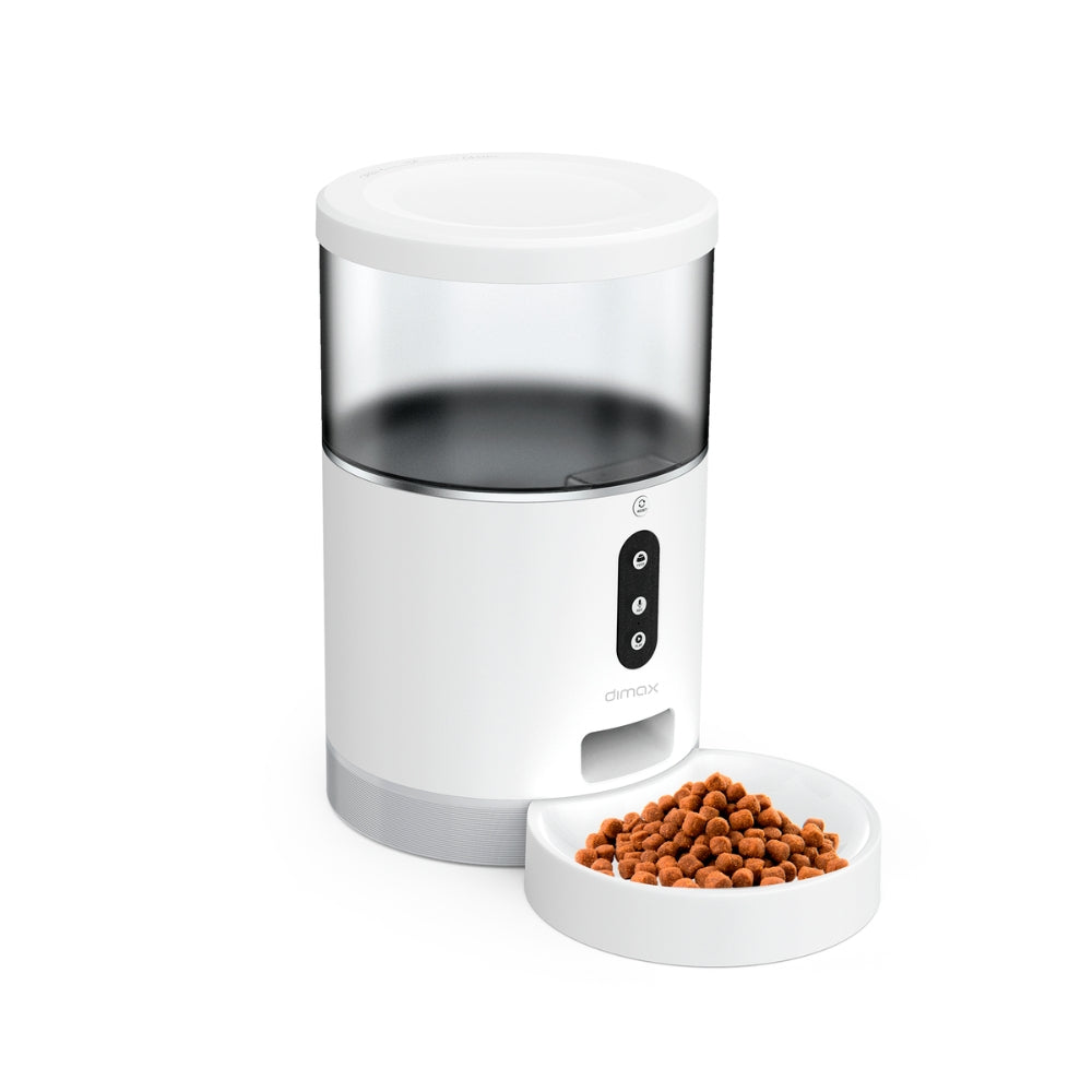 Alimentador Dimax Inteligente para Mascota Capacidad 4 Litros Comida Seca de 2 a 10mm WiFi Notificacion por APP Grabadora de Voz G110