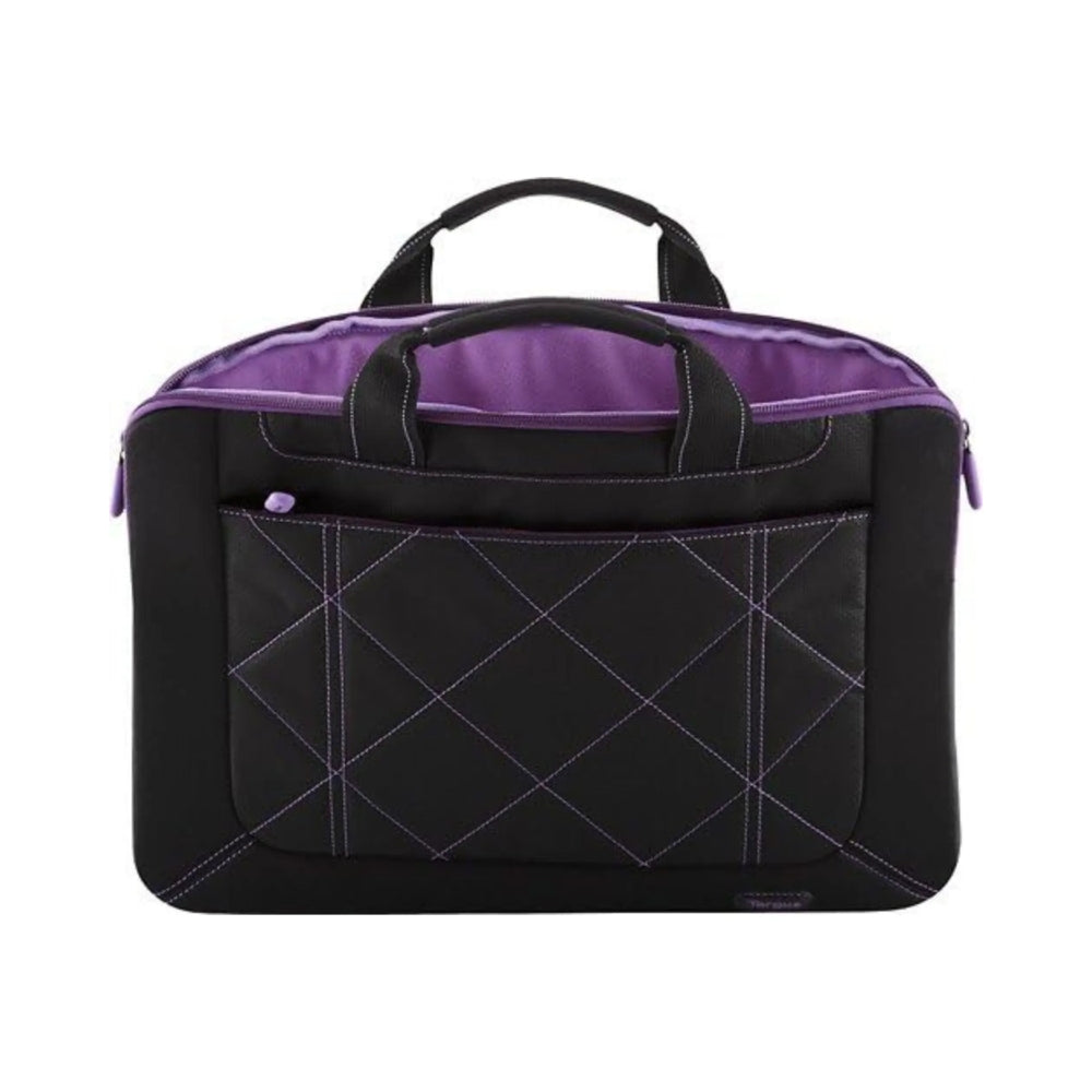 Funda para Laptop Targus 16" Interior de Felpa Diseño Moderno con Bordados y Bolsillo Delantero Pulse color Negro y Purpura TSS57401US