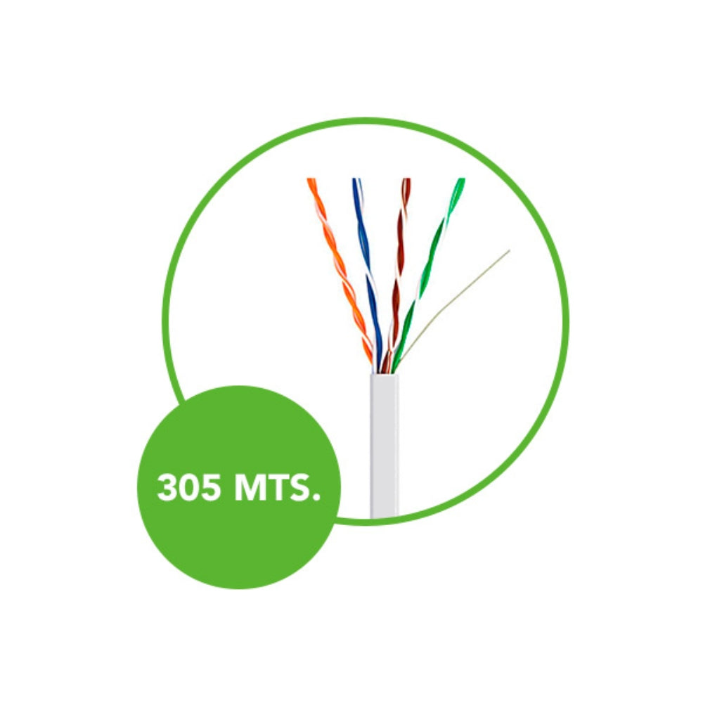 Cable Ethernet UTP Dimax Categoria 5E 24AWG CCA Aleacion Longitud 305 Metros color Blanco c714