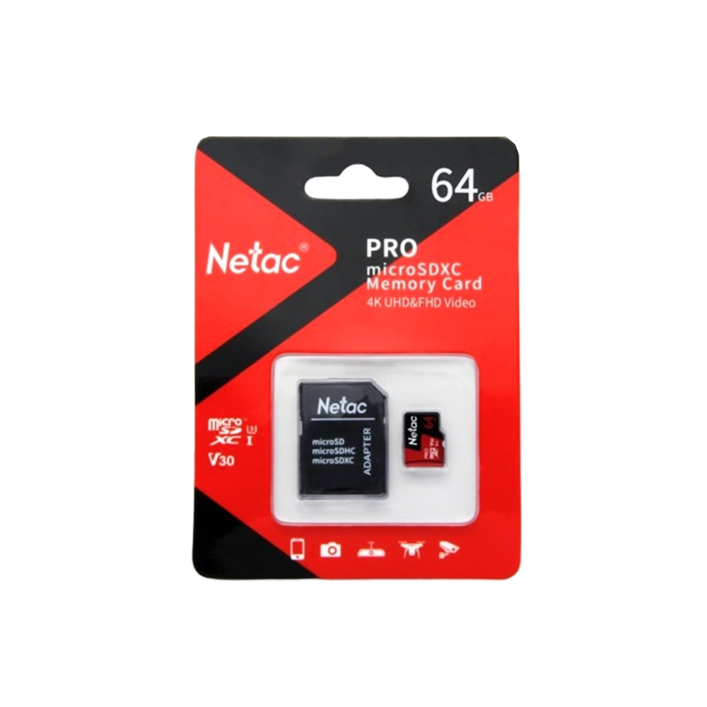 Memoria Micro SD Netac 64GB Extreme Pro SDXC V30 A1 Clase 10 hasta 100MBps Si Incluye Adaptador a SD NT02P500PRO-64G-R