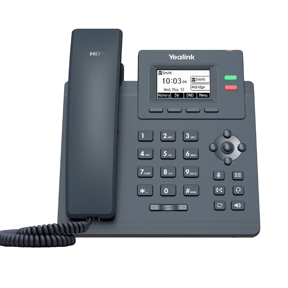 Telefono IP Yealink PoE 2xLineas SIP 2xPuertos Gigabit Pantalla 2.3" 5 Teclas Programables Conferencia 5 Vias Audio HD Incluye Fuente SIP-T31G