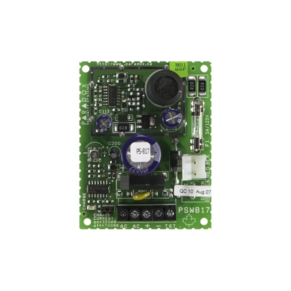 Fuente de Poder Paradox con UPS Alimentacion Conmutada 12Vdc y 1.75Amp Necesita de Transformador 16Vdc y Bateria 12Vdc PS817