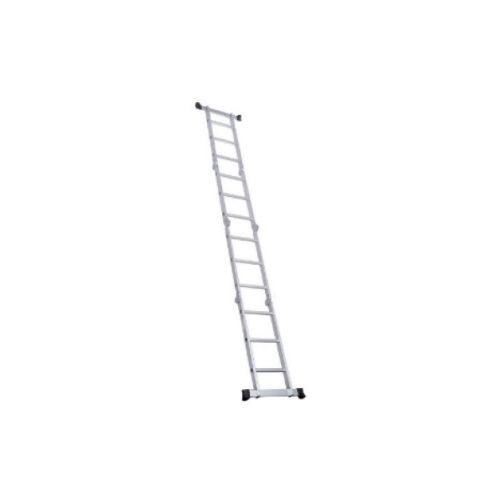 Escalera Dimax Multifuncional 4x3 hasta 3.46M 12 Peldaños Pie de Goma Antideslizante Bisagras Seguras Peso Maximo 120Kg N096