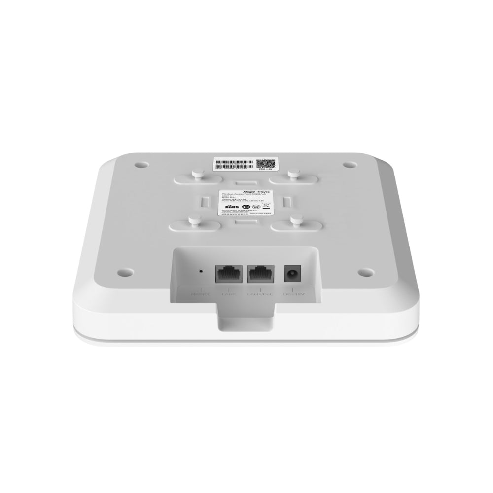 Access Point Ruijie WiFi6 AX1800 Doble Banda 2.4 y 5GHz 802.11AX 802.11AC 2xGE Soporta 500 Usuarios No Incluye PoE RG-RAP2260(G)