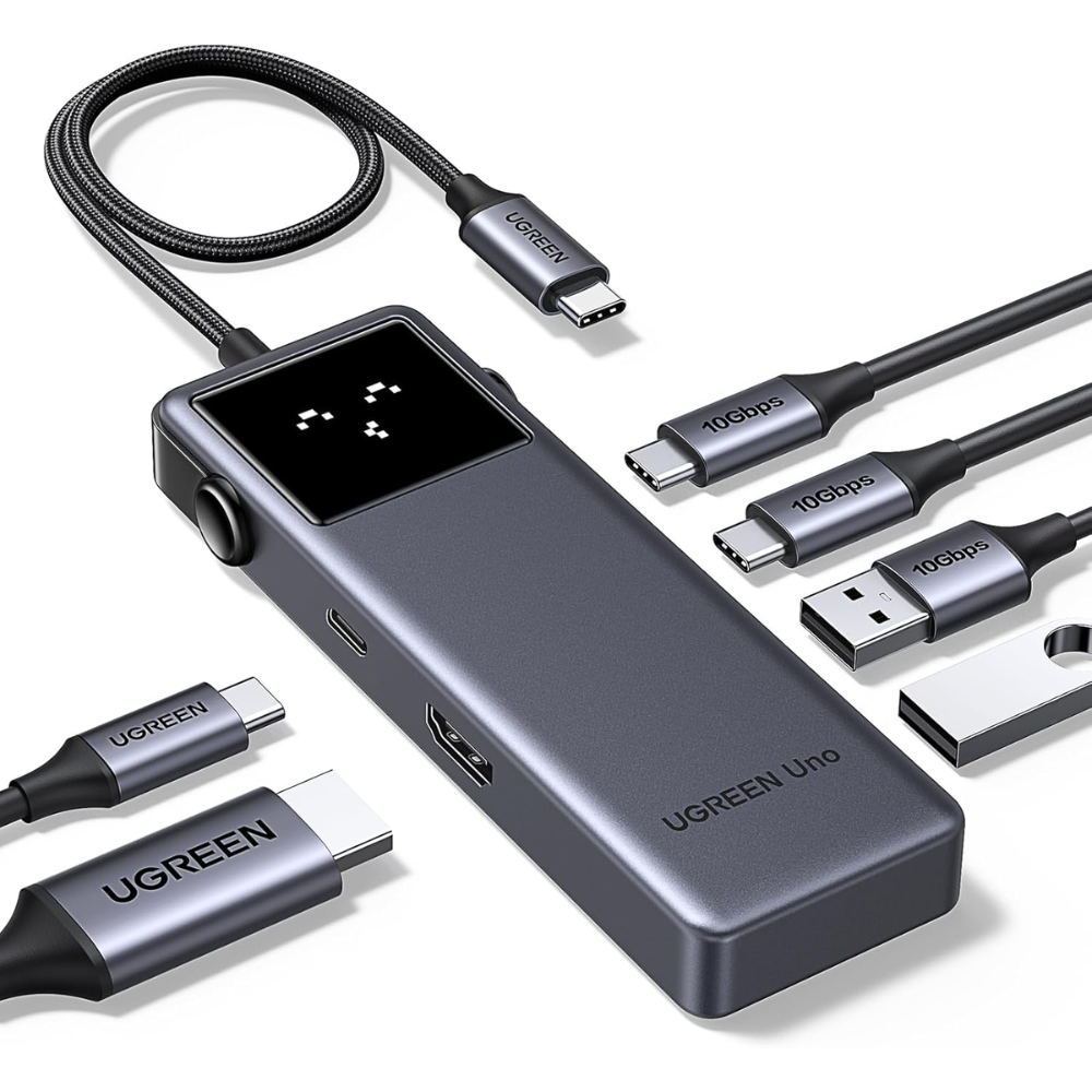 Hub USB-C Ugreen 6en1 1xHDMI 4K 2xUSB-A 3.2 2xUSB-C 3.2 PD hasta 100Watts Velocidad hasta 10Gbps 35998