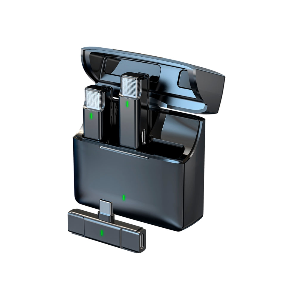Microfono Dimax Inalambrico Doble con Receptor puerto USB-C Bateria hasta 6 Horas Estuche Puerto USB-C V381