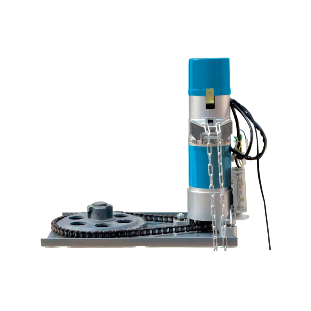 Motor Dimax para Puerta Arrollable 250Watts 4 Reles 4 Finales de Carrera Medida del Soporte 515x280x3.5mm Rodillo 4" Peso maximo 500Kg IPX4 Control Remoto DIP433 H381
