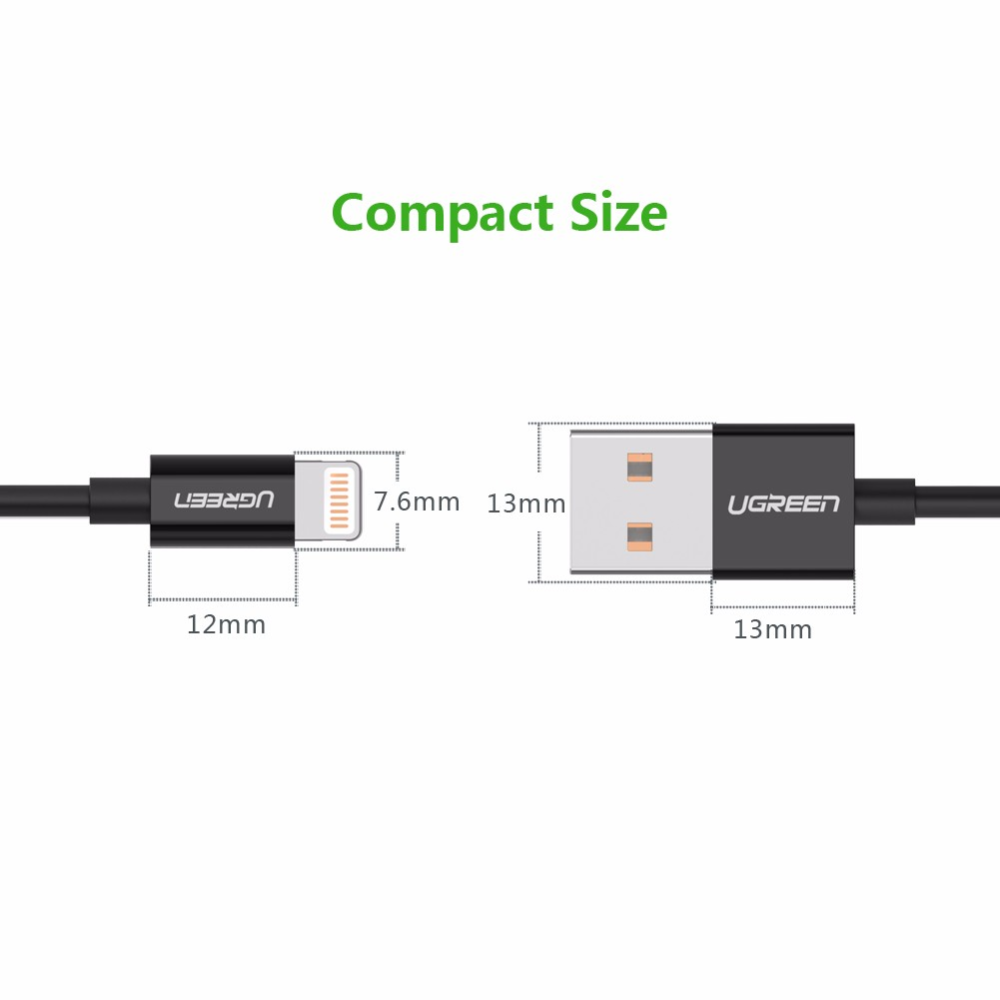 Cable de Carga Ugreen USB-A a Lightning MFI 2.4Amp Cable de 1M de Longitud color blanco 20728