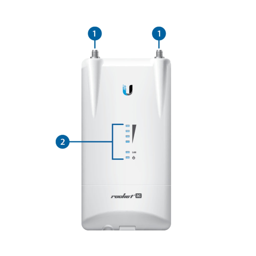 Radio Ubiquiti Rocket AC Airmax 5GHz 500Mbps Potencia 27dBm 1xEthernet Gigabit 2 Conectores RPSMA Compatible con UB-RD-5G31-AC y UB-AM-5AC21-60 Para Uso en Exteriores UB-R5AC-LITE