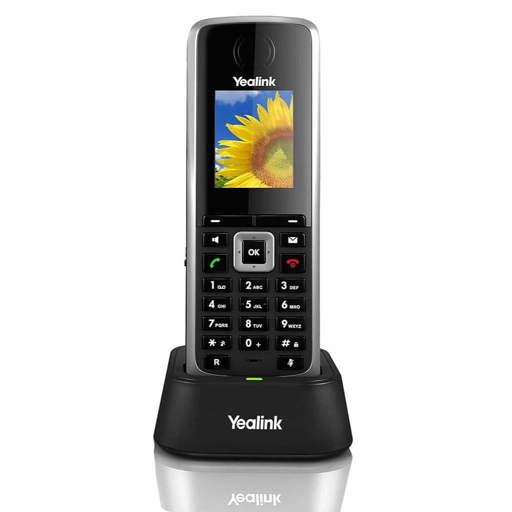 Telefono IP Yealink Inalambrico Simple+Cargador Tecnologia Dect Requiere 1xW52P como Telefono con Base Maestra Pantalla LCD 9 tonos Incluye Bateria W52H