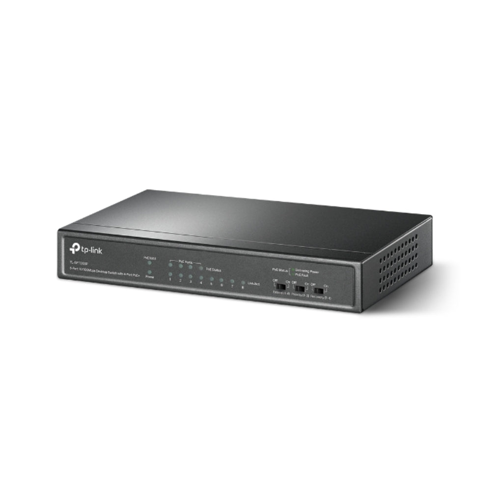 Switch TP-Link 8 Puertos 4 Puertos POE Potencia 57W cada Puertos 15.4Watts TL-SF1008P