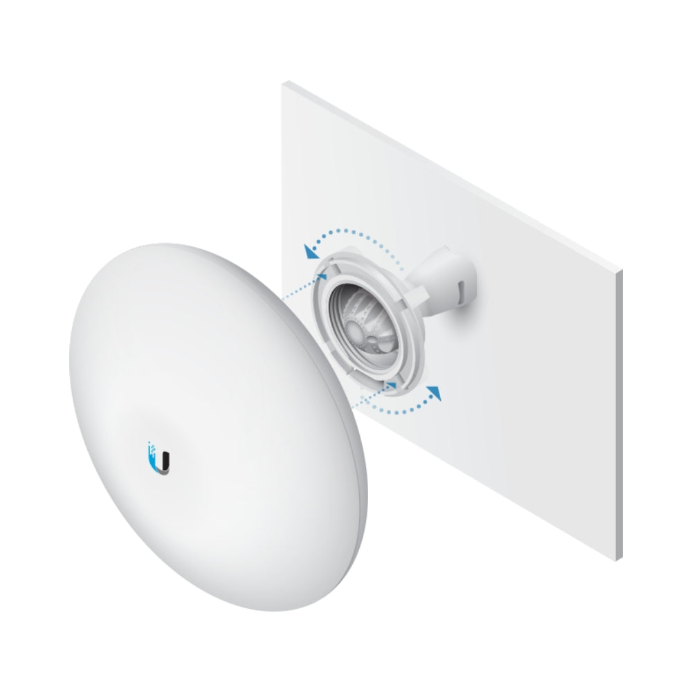 Antena Ubiquiti Nanobeam AC Gen2 5GHz 19dBi 26dBm 450Mbps Alcance 25+Km 1xEthernet Gigabit Kit de Montaje Inyector PoE Incluido UB-NBE-5AC-GEN2