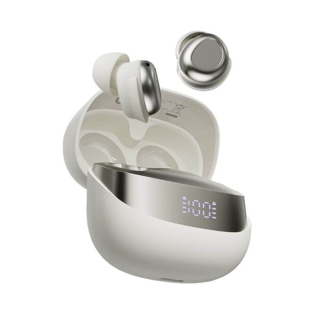 Audifonos Blackview Inalambricos Confort Bluetooth 5.4 Autonomia hasta 5 horas y 24 horas con el estuche Estuche de Carga con Display Nivel de Bateria color Blanco AIRBUDS 9-BWH