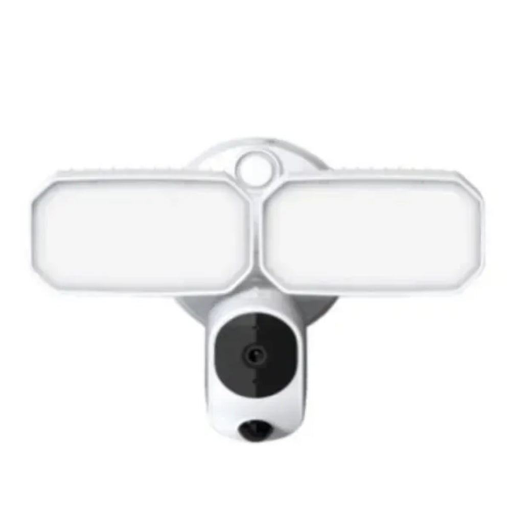 Camara Inteligente Dimax para Exterior con Reflectores de Luz 2500 Lumens 3MP WiFi Detecta Movimiento Audio 2 Vias Micro SD hasta 128GB IR hasta 10M Compatible con APP Smart Life y Tuya DMS-REF-D7