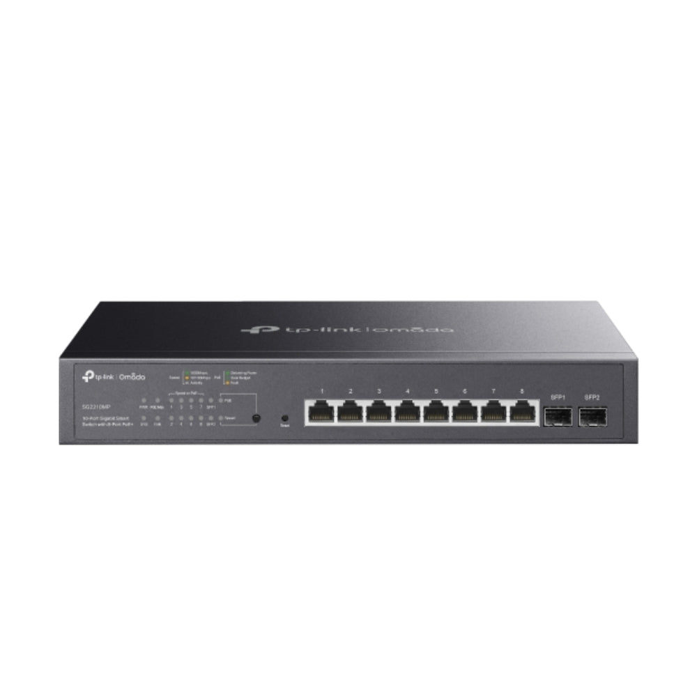 Switch TP-Link Jetstream 2 Puertos SFP 8 Puertos POE 802.3AT/AF 150Watts VLAN QoS GUI Limitacion Trafico PSG2210MP