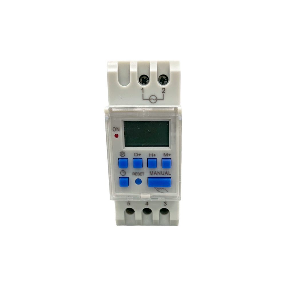 Interruptor Dimax Digital Temporizador 110 240VAC Tiempo Configurable 1min a 168 Horas Contacto hasta 30 Amp Montaje Riel DIN F331