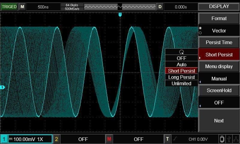 Osciloscopio Uni-t Digital Banda Ancha 100MHz 2 Canales Analogicos Tasa de Muestreo real 500MSa/s UTD2102CL+