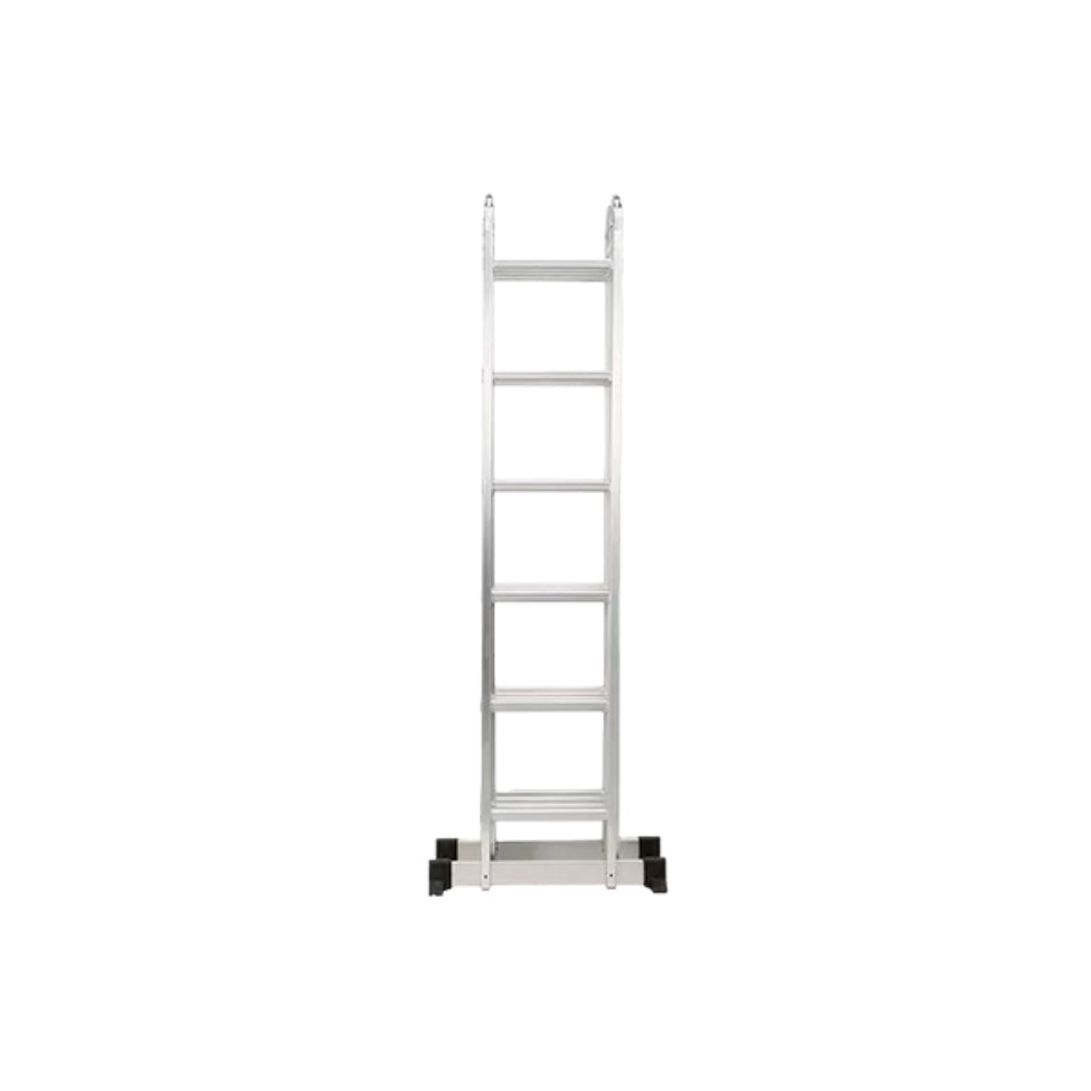 Escalera Dimax Multifuncional 4x6 hasta 6.84M 24 Peldaños Pie de Goma Antideslizante Bisagras Seguras Peso Maximo 120Kg N097