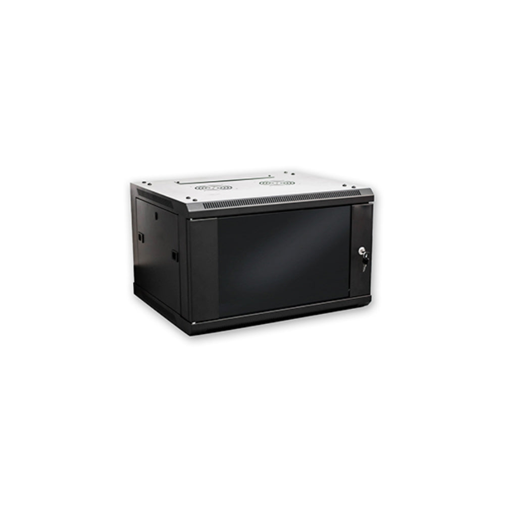 Gabinete Dimax 6U 370x450x600mm SOHO Puerta de Cristal Capacidad 60Kg Norma ROHS color Negro C750