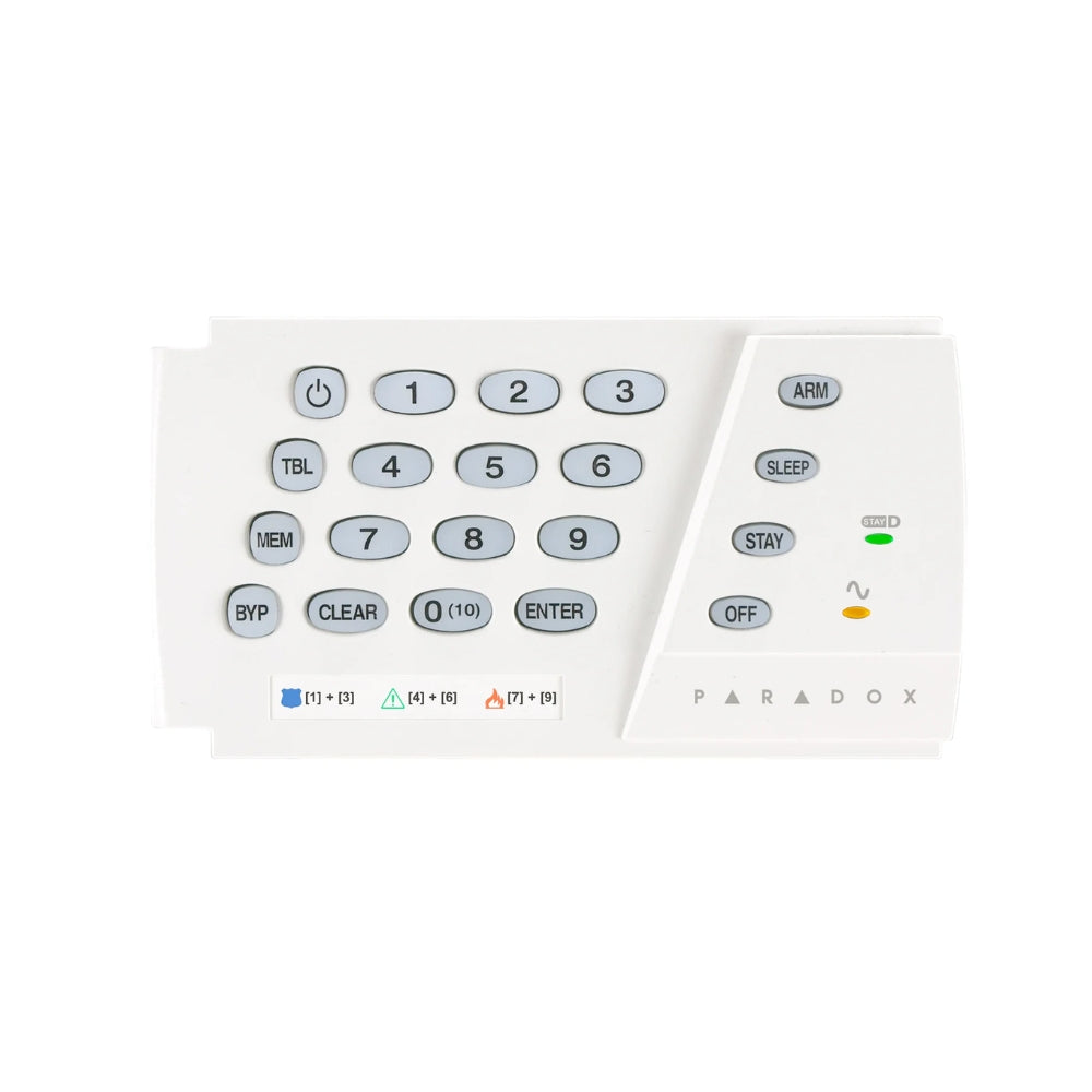 Teclado de Alarma LED Paradox Cableado de 10 Zonas y 1 particion Iluminacion de Teclas Compatible con MG5050 y Serie SP K636