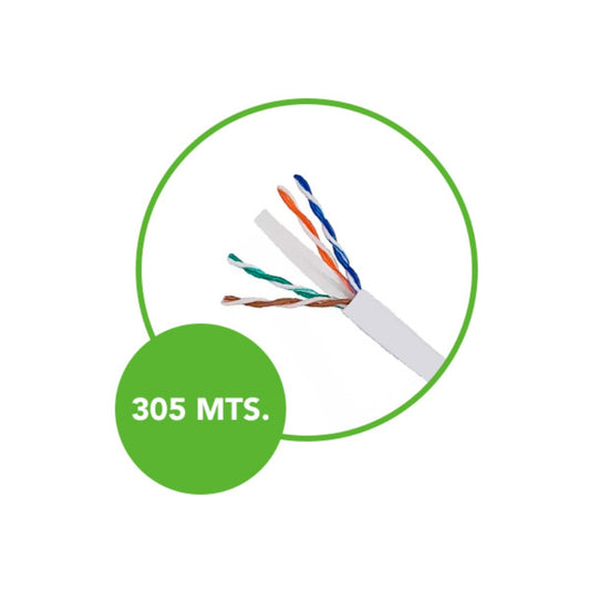 Cable Ethernet UTP Dimax Categoria 5E 24AWG 80% Cobre Longitud 305 Metros color Blanco c721