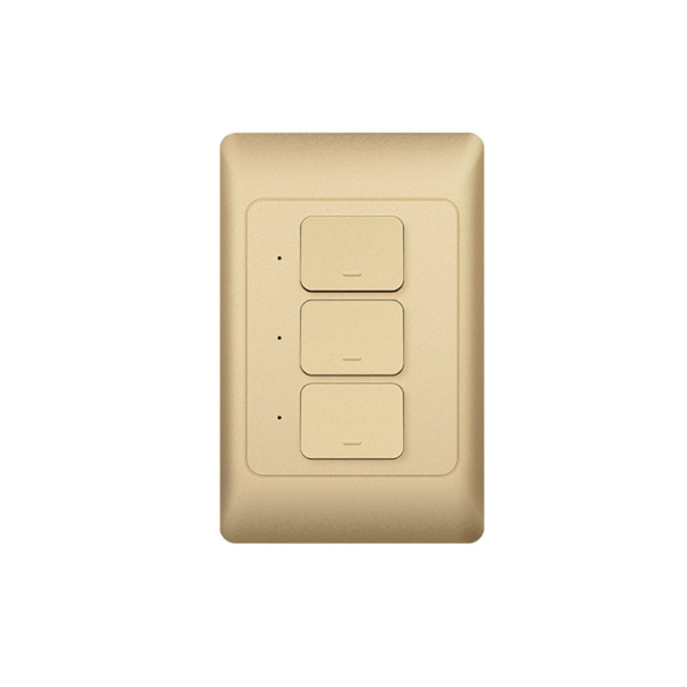 Interruptor Dimax de 3 Puntos Smart WiFi 2.4GHz Control por Voz Alexa y Google color Dorado H356