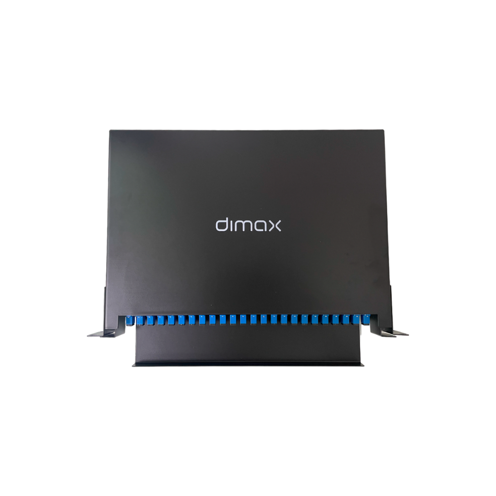Patch Panel ODF Dimax 1U 24 Puertos Compatible con Adaptador Simplex SC LC Incluye Cassetera color Negro C735