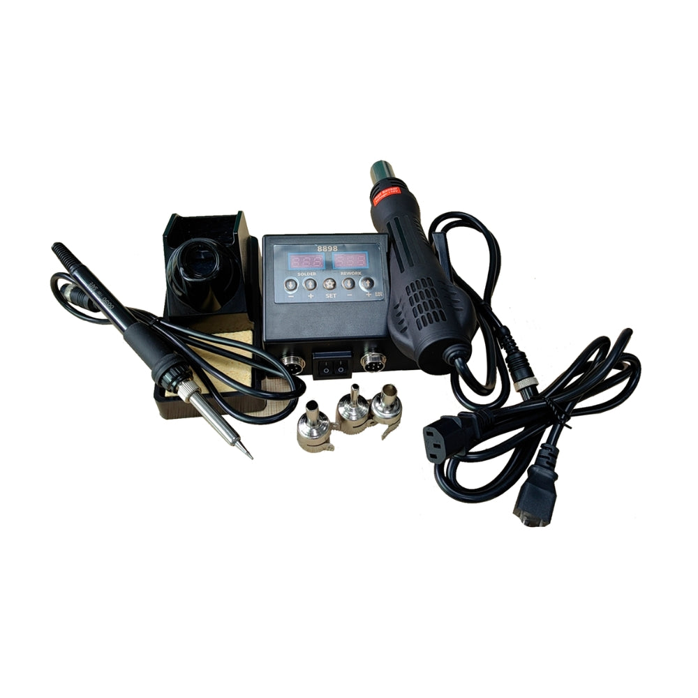 Estacion de Soldadura Dimax Electrica 60 Watts Temperatura Ajustable Carcasa de ABS Incluye Cable de Alimentacion Boquillas y Soporte Y011