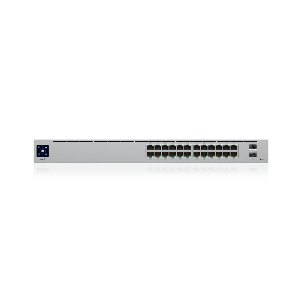 Switch Ubiquiti Unifi 24 Puertos 8xGigabit 16xGigabit PoE/AF/AT 2xSFP Potencia Max 95Watts Switching 52Gbps Rackeable UB-USW-24-POE