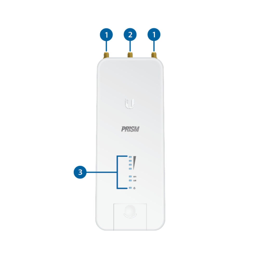 Radio Ubiquiti Rocket Prism AC Gen MFrec 2.4GHz 350+Mbps 256QAM Sincronizacion GPS 1xEthernet Gigabit Gestion de Radio Air OS UB-R2AC-PRISM