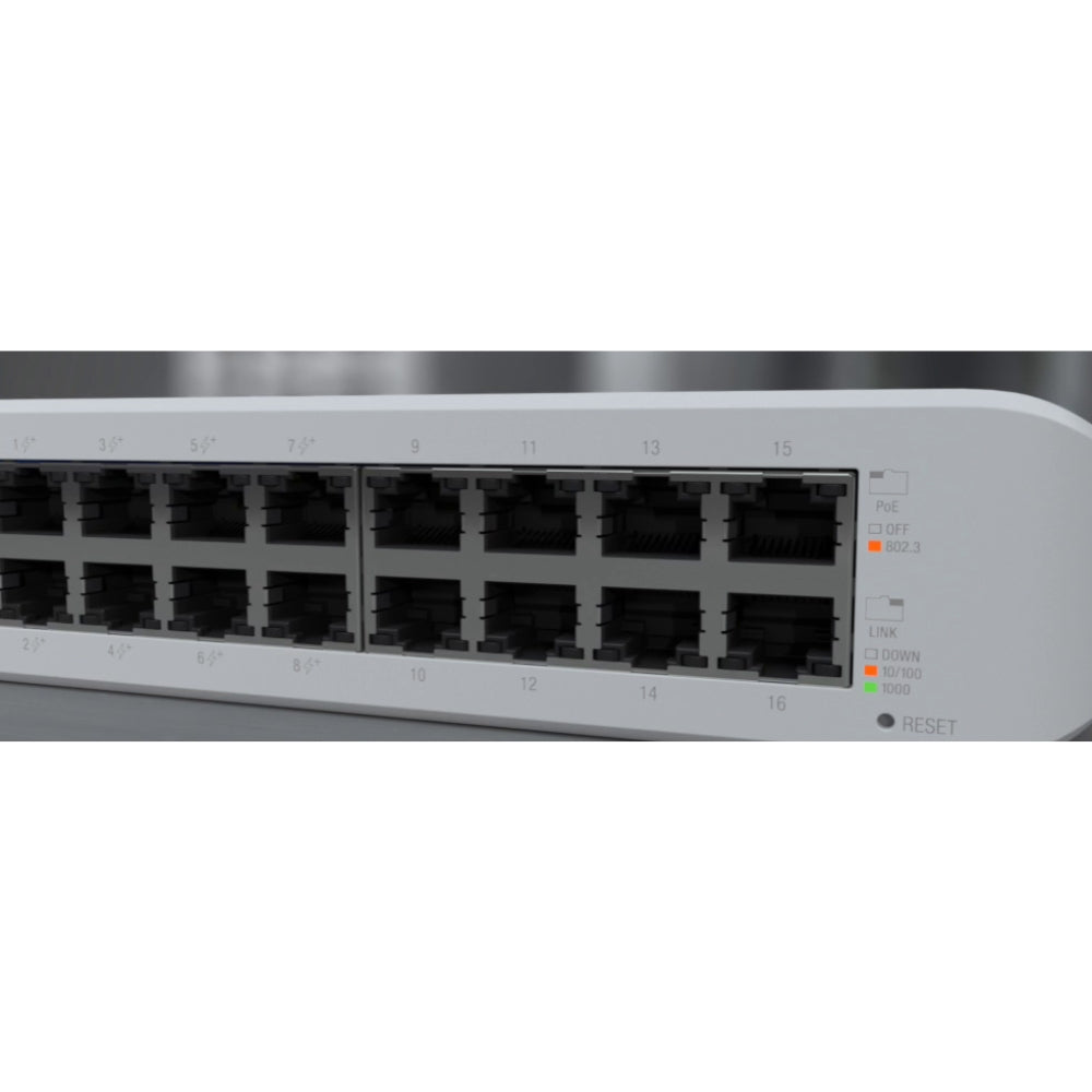 Switch Ubiquiti Unifi Lite PoE 16xPoE 8xPuertos AT/PoE 8xGigabit Soporta 802.3AT Consumo Max 45Watts Capa 2 UB-USW-Lite-16-POE