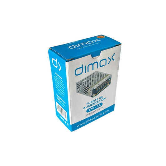 Fuente de Poder Dimax Tipo Rejilla Salida 12Vdc 5Amp Bornera de Conexion General Soporta Camaras Control de Acceso N019