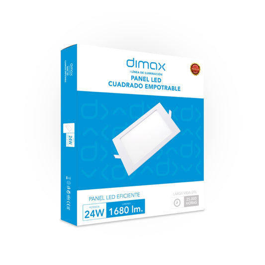 Luz LED Dimax Cuadrada de Empotrar 24W Luz Blanca 6500K S151