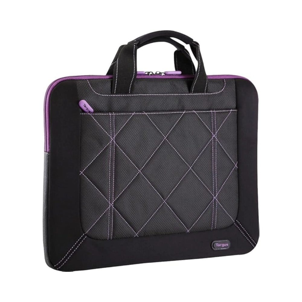Funda para Laptop Targus 16" Interior de Felpa Diseño Moderno con Bordados y Bolsillo Delantero Pulse color Negro y Purpura TSS57401US