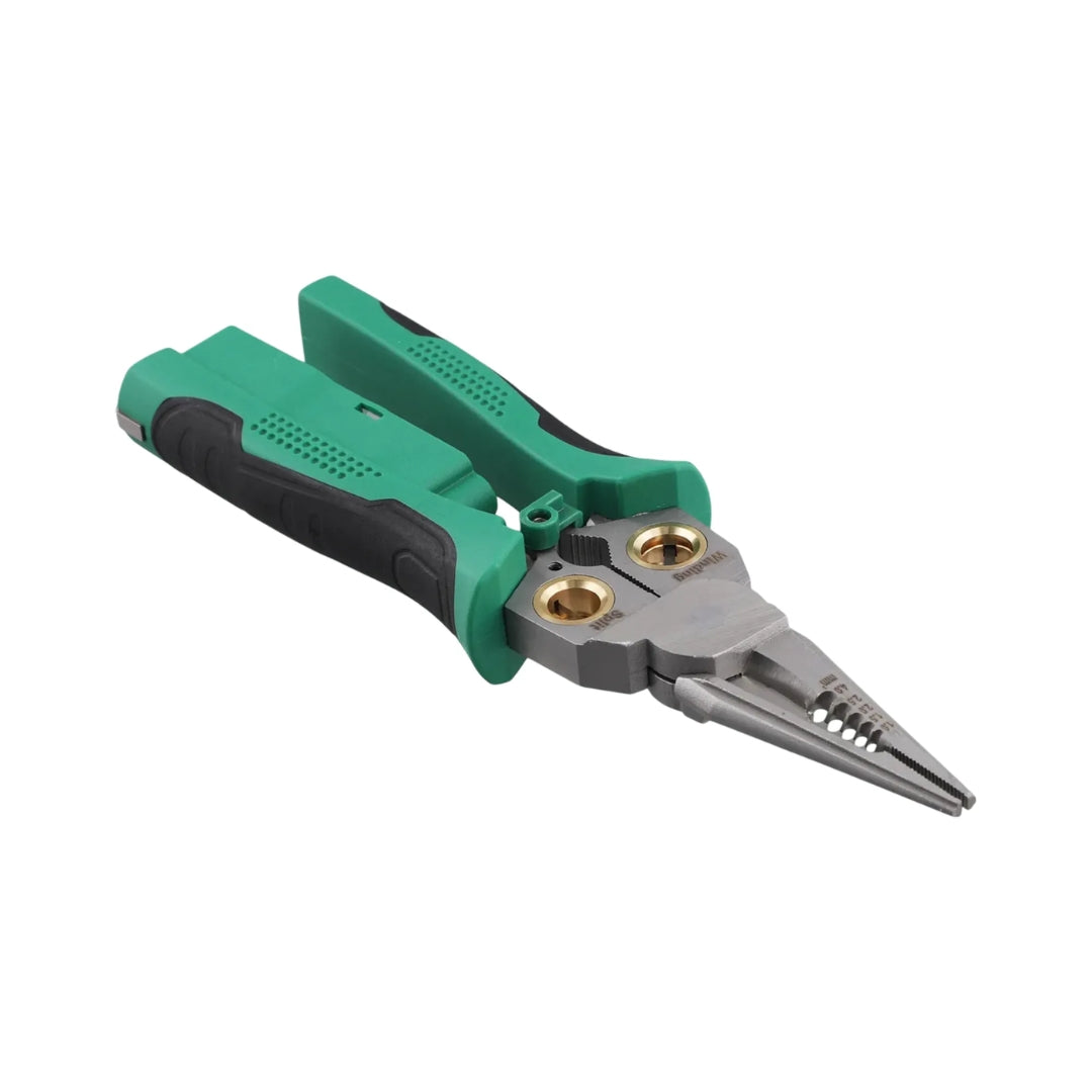 Alicate Multifuncion Dimax 8en1 Medicion de Voltaje 12-250Vac/Vdc Pelar Cortar y mas funciones para Electricista Material Acero Inoxidable N114