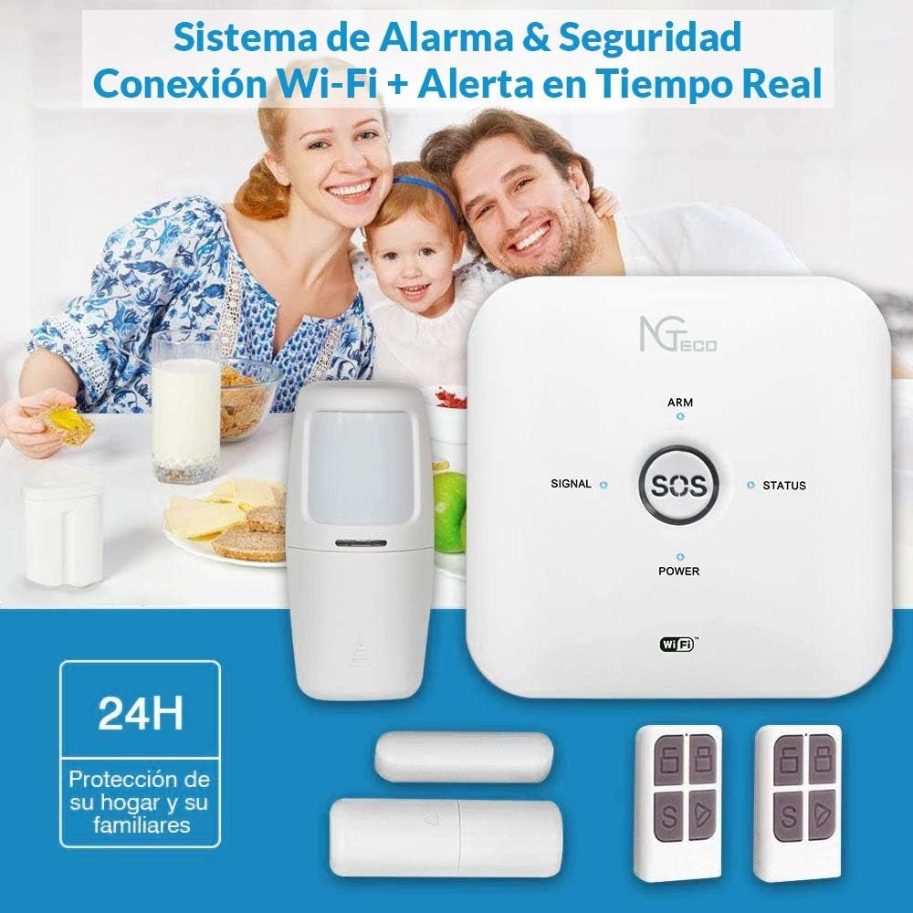Sistema de Alarma Zkteco WiFi 2.4GHz Control Remoto Control por Voz Compatible con Alexa y Google IFTTT ZSMART-WL-10GDW