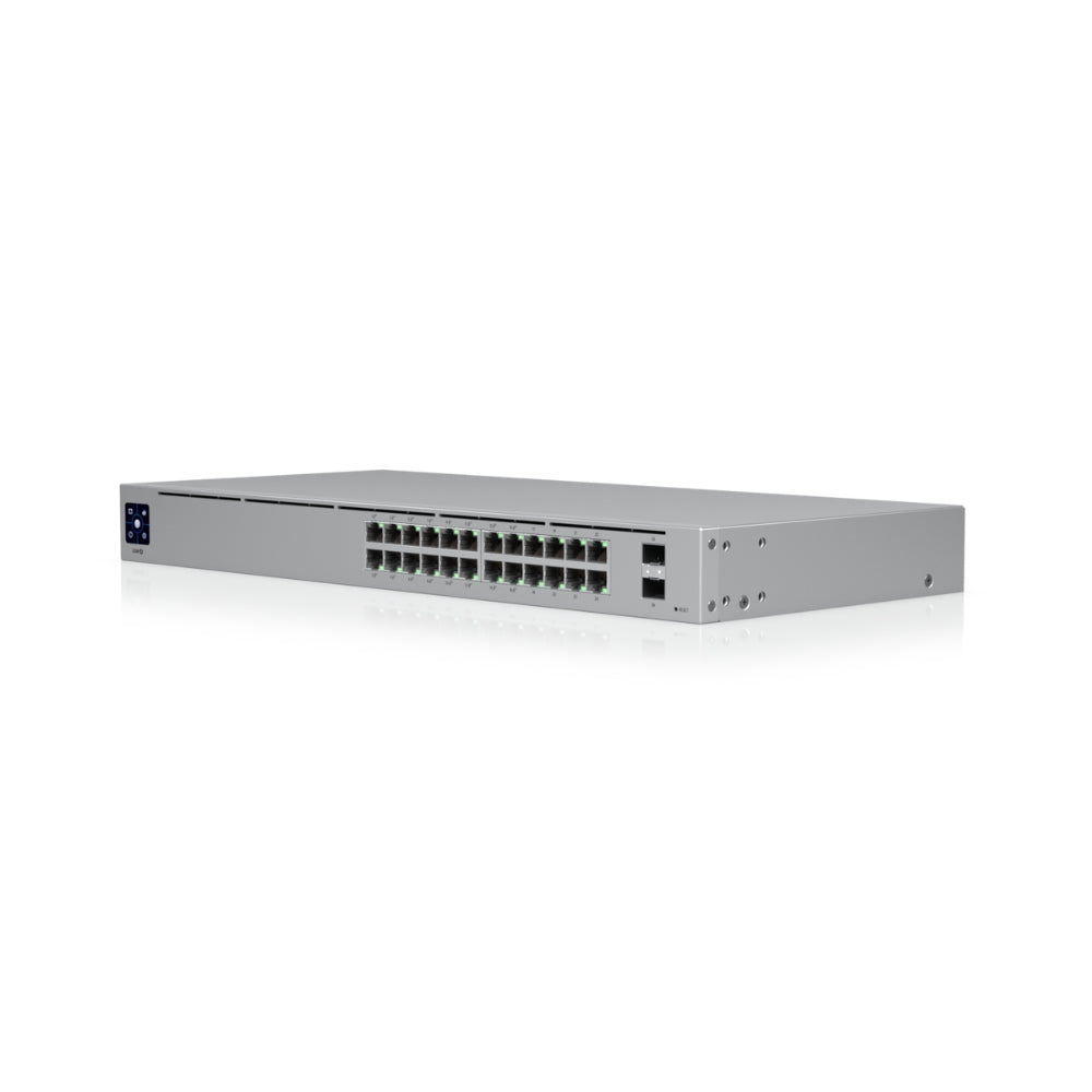 Switch Ubiquiti Unifi 24 Puertos 8xGigabit 16xGigabit PoE/AF/AT 2xSFP Potencia Max 95Watts Switching 52Gbps Rackeable UB-USW-24-POE