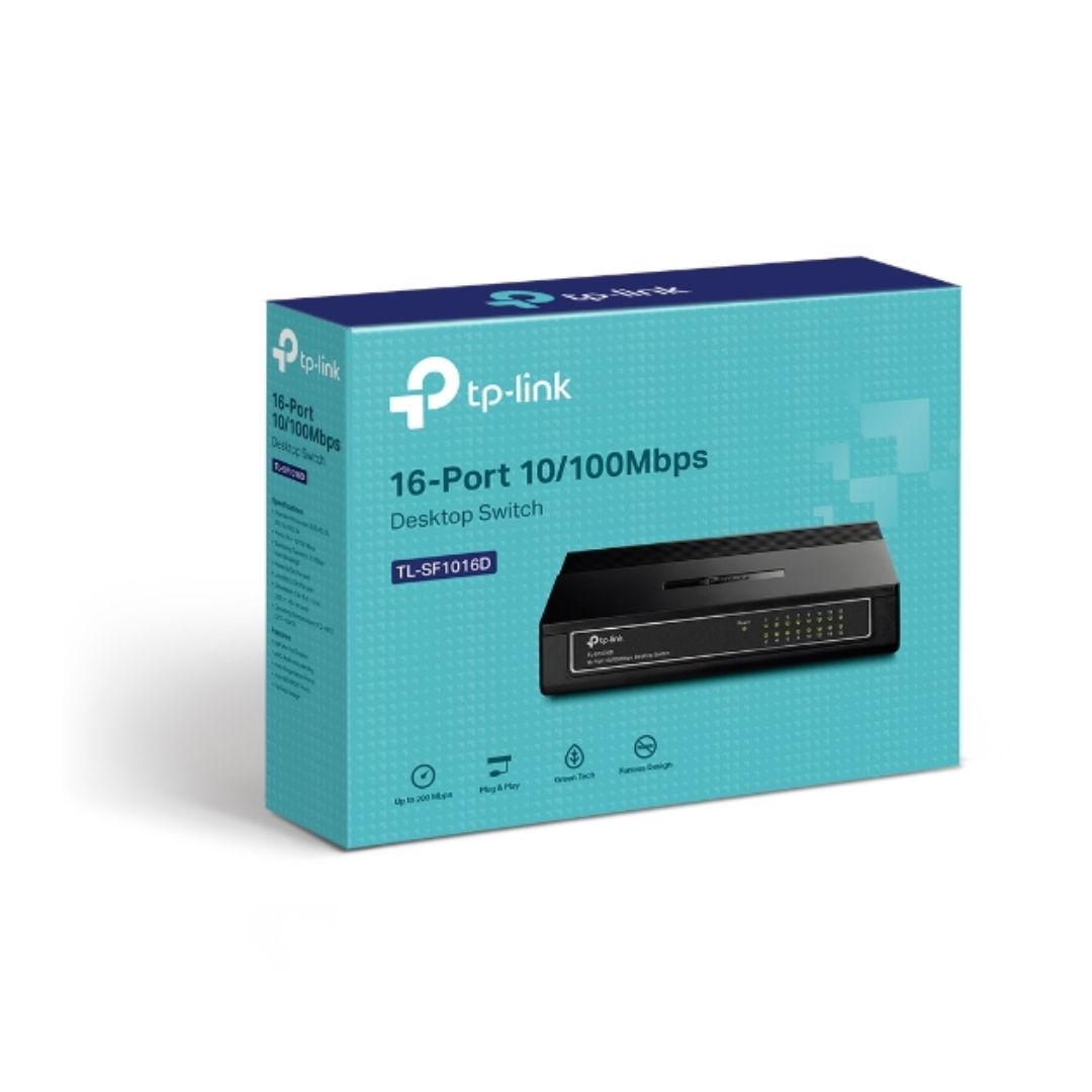 Switch TP-Link 16 Puertos Montaje en Escritorio o Pared TL-SF1016D