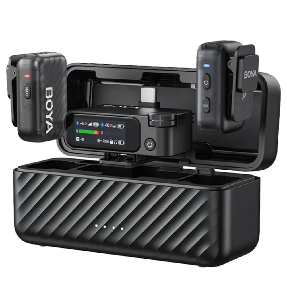 Microfono Inalambrico Boya Todo en Uno True AI Version Dual Simple Para Uso Profesional Cancelacion de Ruido hasta 40dB Almacenamiento interno 8GB BOYAMIC 2-02