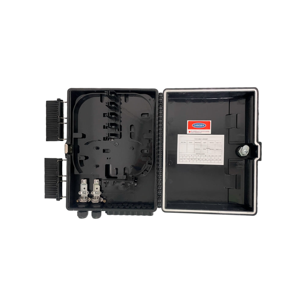 Caja de Distribucion Dimax de Fibra Optica FTTH de 16 Puertos LC u 8 Puertos SC FC IP65 color Negro C729