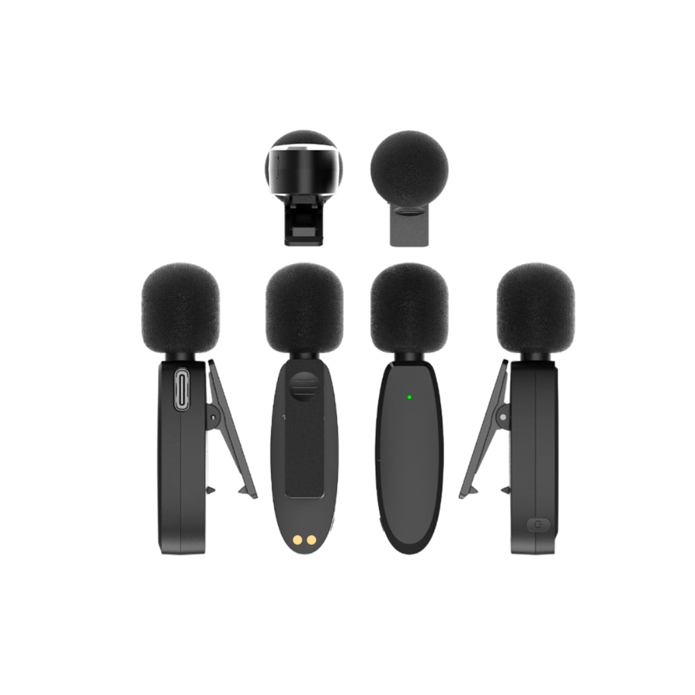 Microfono Dimax Inalambrico Doble con Receptor Triple puerto Lightning USB-C y Aux Bateria hasta 6 Horas Estuche Puerto USB-C V383