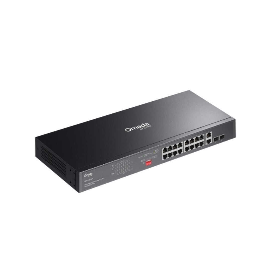 Switch TP-Link Omada 802.3AT/AF 2 Puertos Combo SFP/RJ45 16 Puertos Gigabit POE+ 250Watts DS1018GMP