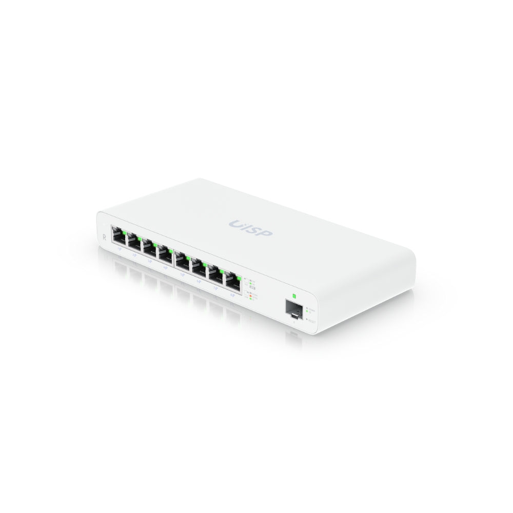 UISP Router Ubiquiti 1xSFP 8xEthernet Gigabit PoE Capa 2 Facil Configuracion BT Montaje de Pared Aplicacion UISP Mobile UB-UISP-R