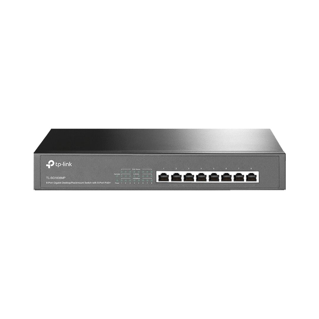 Switch TP-Link 8 Puertos Gigabit POE+ 802.3 AF/AT POE 124Watts hasta 30W por Puerto TL-SG1008MP