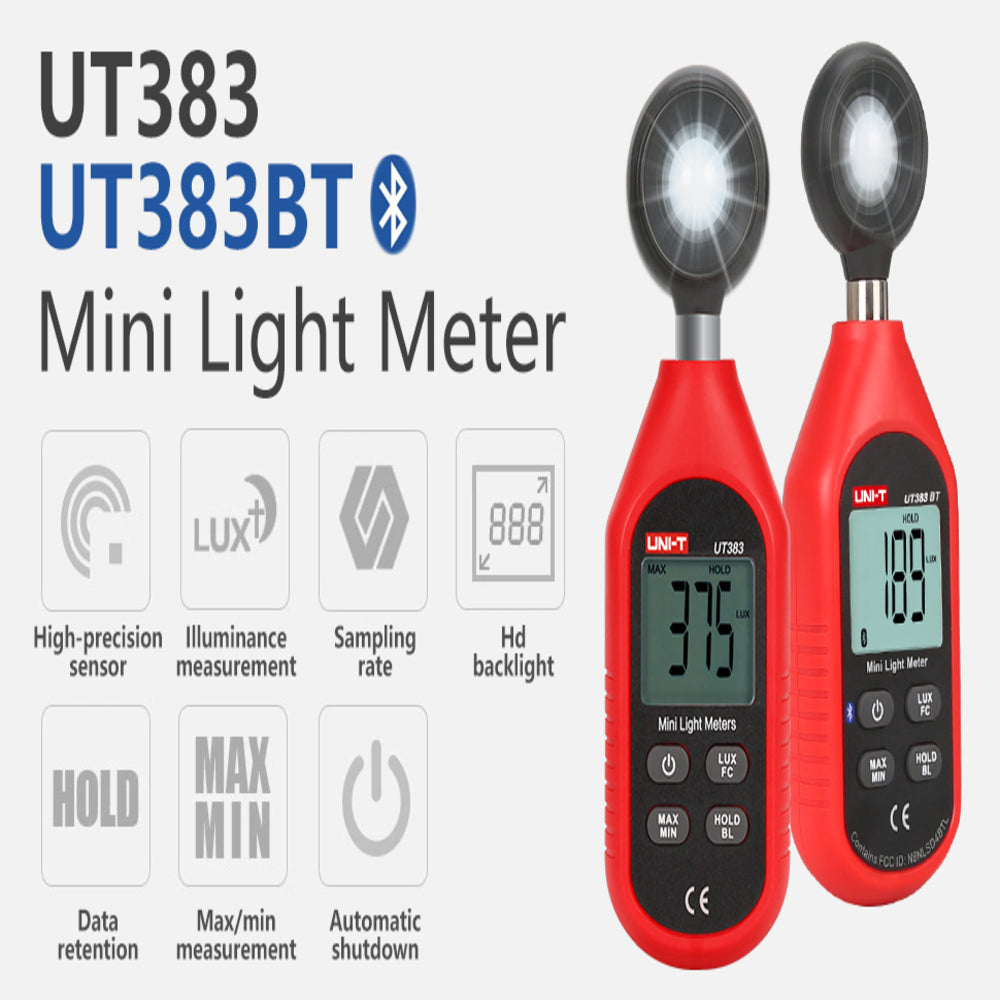 Mini Fotometro Medidor de Luz Uni-T 0 a 19.999 FC con Bluetooth UT383BT