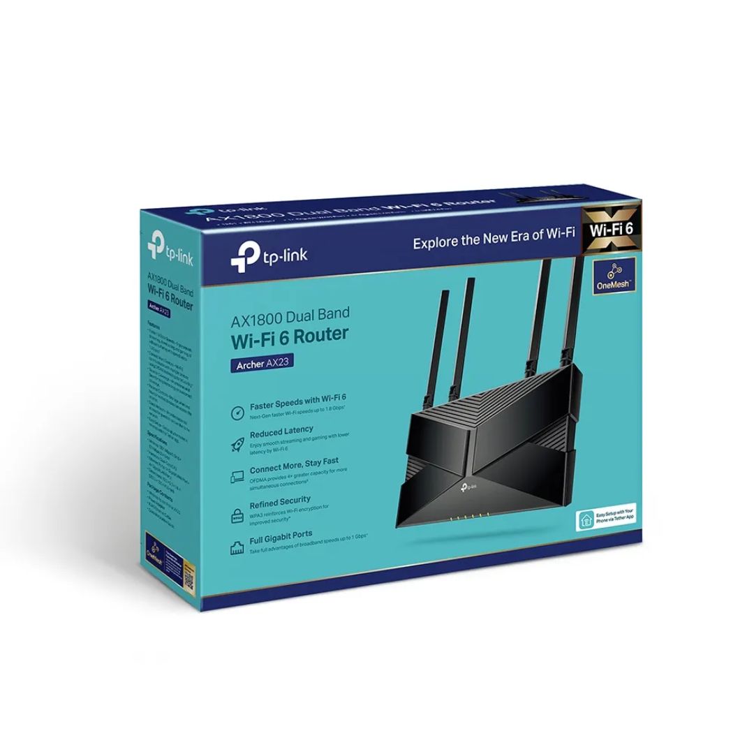 Router TP-Link Inalambrico AX1800 WiFi 6 4 Antenas Doble Banda 2.4 y 5GHz 1xWAN 4xLAN 1xUSB 3.0 ARCHER AX23