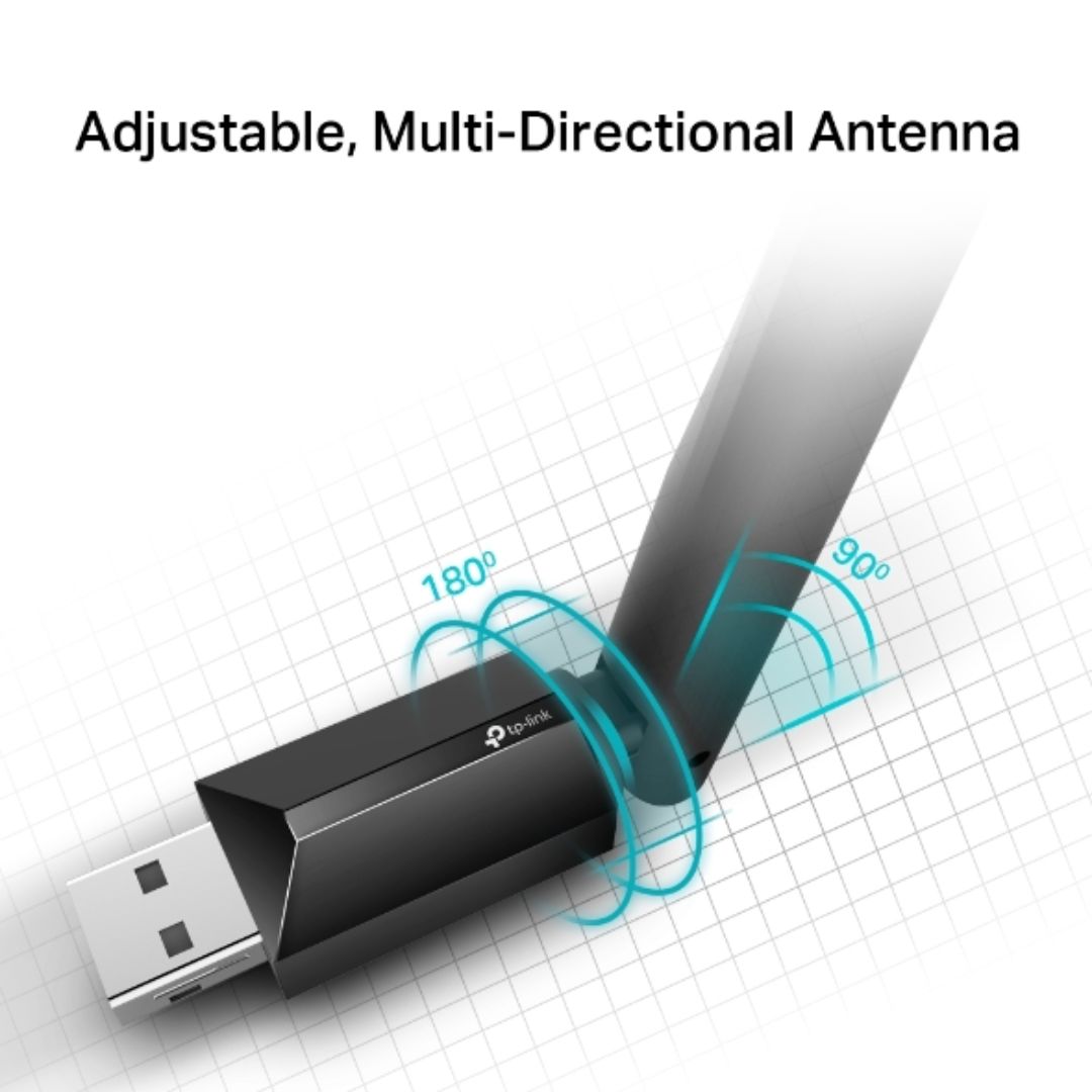 Adaptador USB a WiFi TP-Link AC600 Doble Banda Antena de 5dBi MultiDireccional ARCHER T2U PLUS
