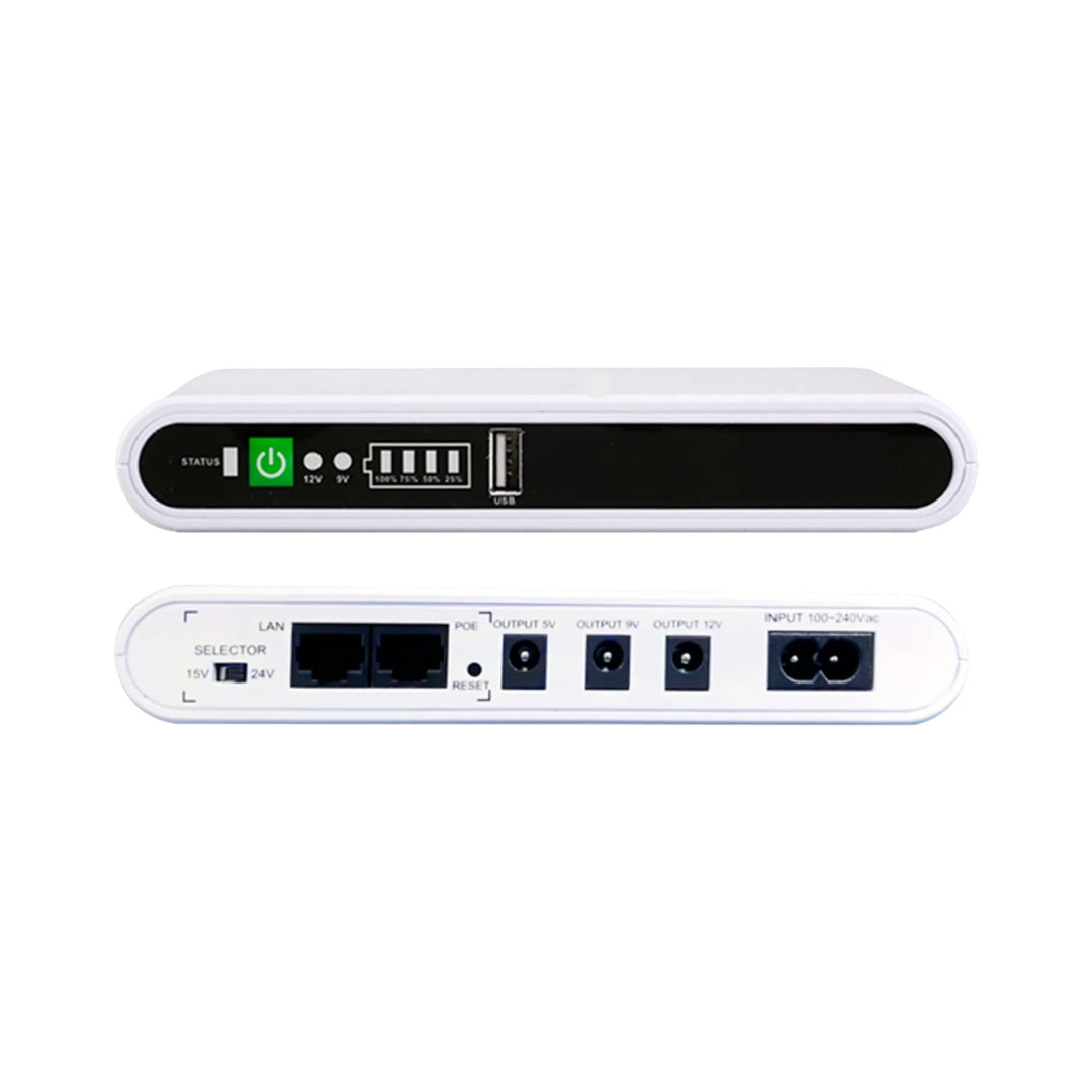 Mini UPS Dimax PoE/DC 17Watts Salida 5Vdc 9Vdc 12Vdc Aplicacion Router Modem CCTV N108
