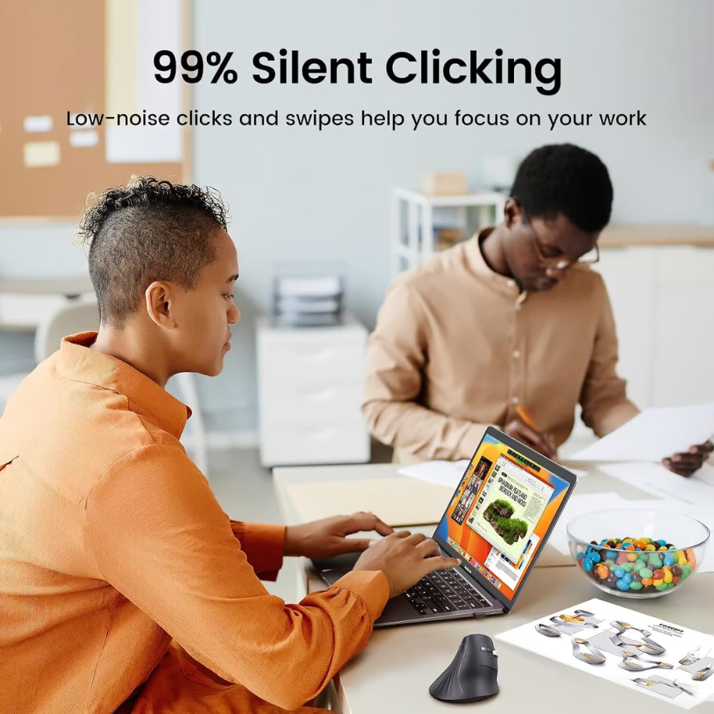 Mouse Ugreen Inalambrico Dual Vertical conecta hasta 3 Dispositivos en Simultaneo Bluetooth 5.0 y USB-A 2.4GHz compatible con Windows MAC Android y Chrome OS hasta 4000 DPI 25444