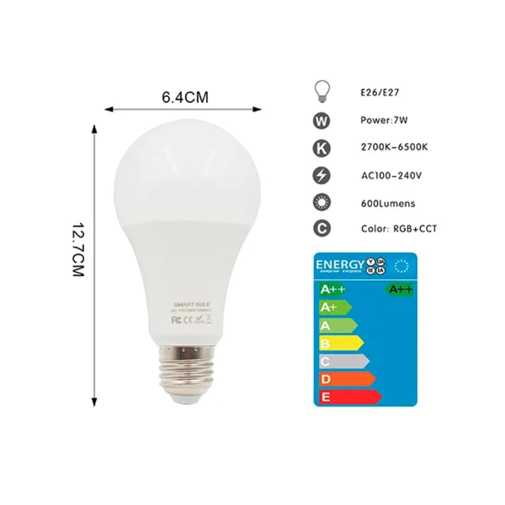 Bombilla Foco Dimax Smart RGB 9 Watts WiFi Control por Voz Alexa y Google DMS-WB080-RGB-WB